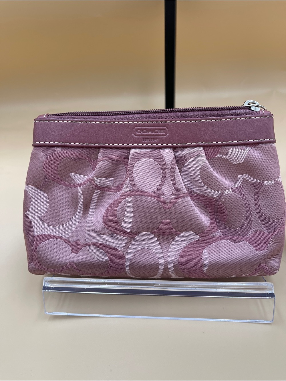 Coach Pink Signature Small Cosmetic Pouch